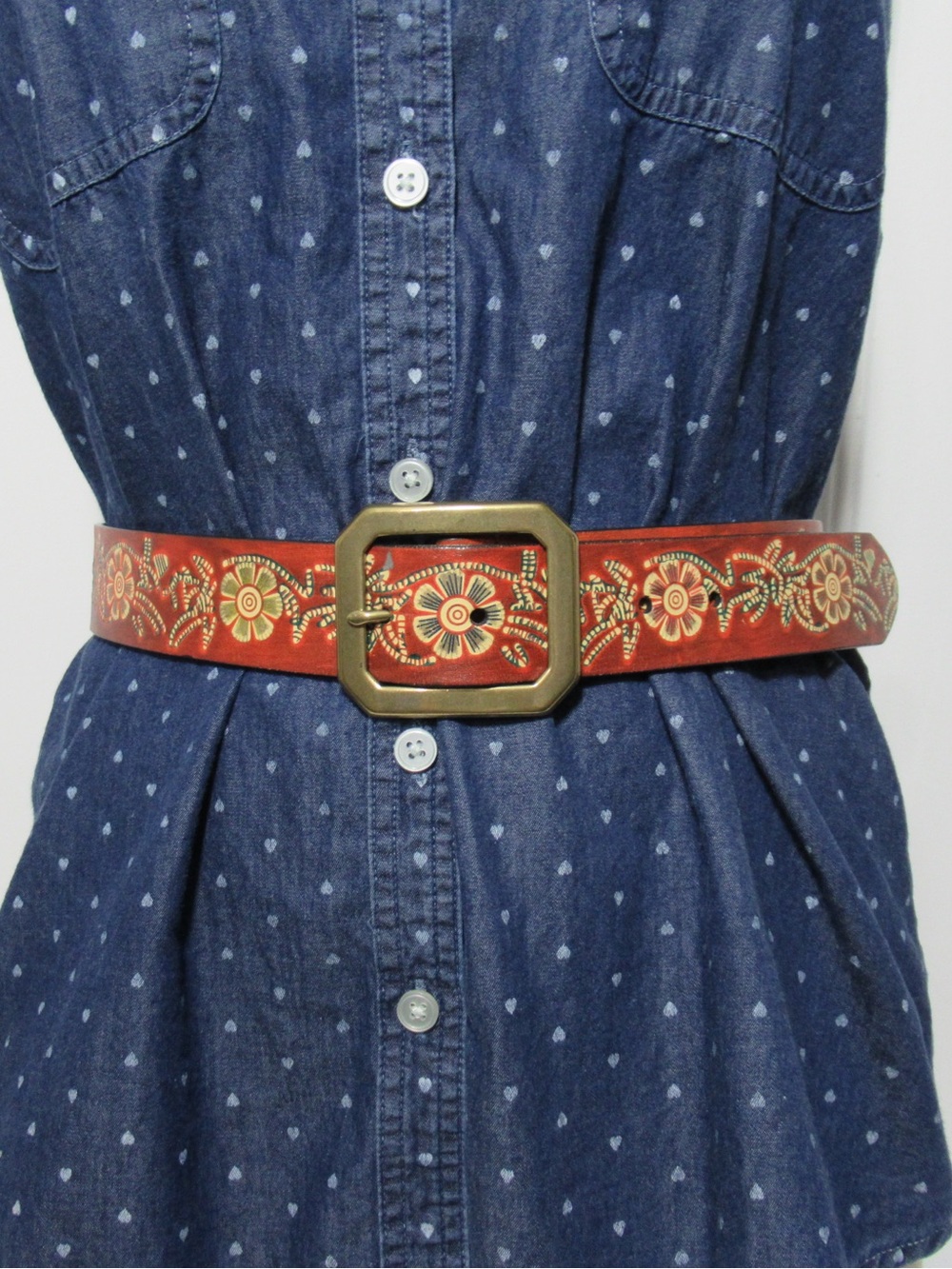 Mossimo Supply Co. Western Floral Tooled Leather Belt Size Medium